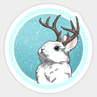 Jackalope - Round Snowdrop Sticker